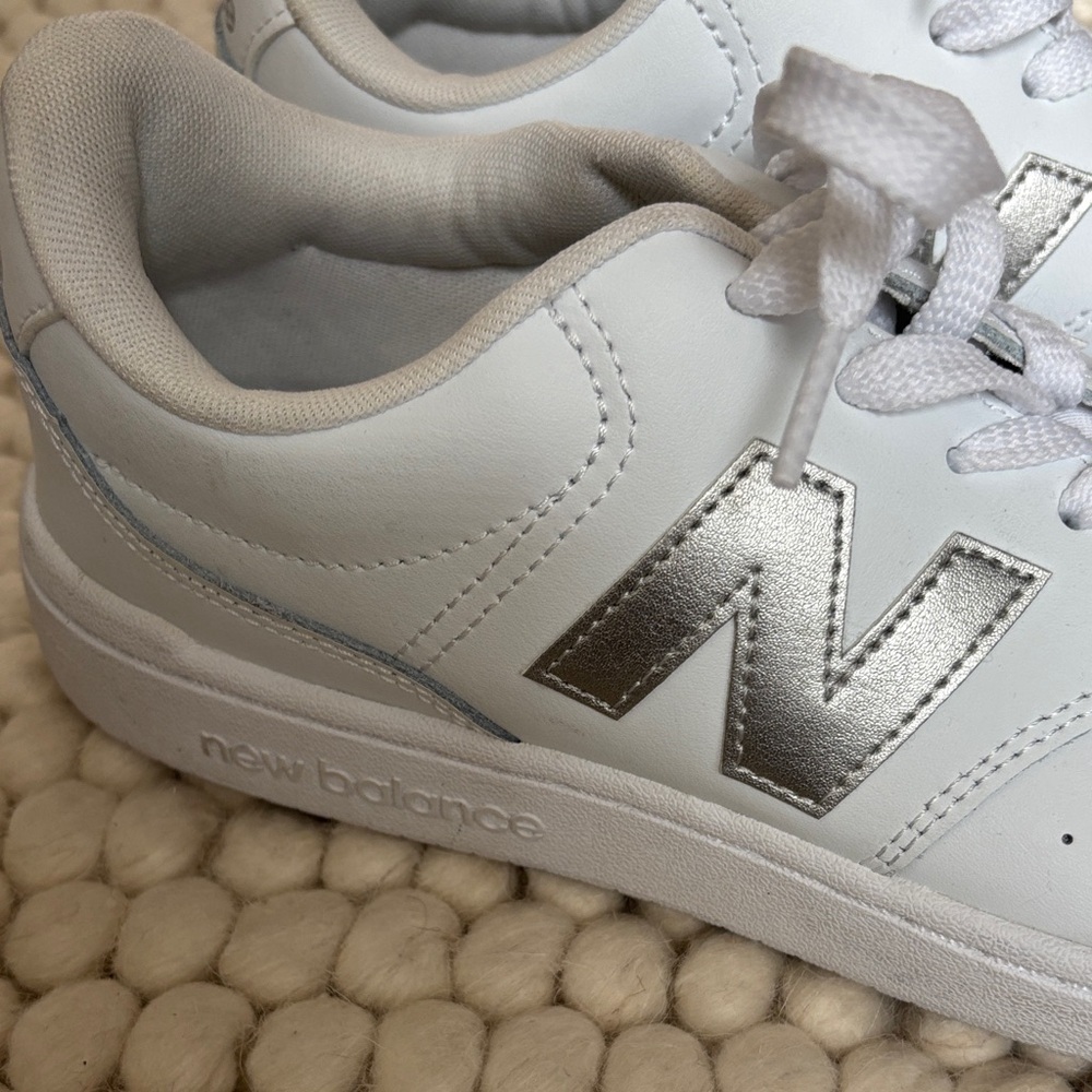 Worn Once New Balance BB80 White Sneakers with Silver Details - Picture 2 of 6